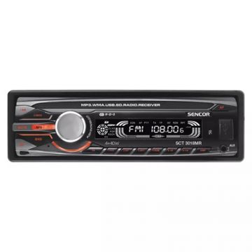 Player Auto Sencor, 4 x 40 W, Radio, MP3, USB, AUX, slot Card SD, ecran LCD, tuner RDS, EQ, panou frontal detasabil, telecomanda, Black