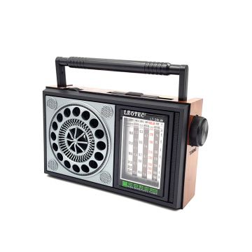 Radio FM Leotec, 8 benzi, difuzor 3.5 inch, 8 ohm, 3 W, antena telescopica, mufa jack, control volum/tuning, Negru/Maro