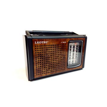 Radio FM Leotec, 8 benzi, SW, MW, difuzor 3.5 inch, 8 ohm, 3 W, antena telescopica, mufa jack, control volum/tuning, Maro