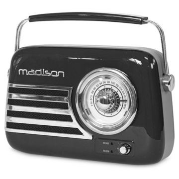 Radio FM portabil Nostalgia, 15 W, Bluetooth/Aux, Negru