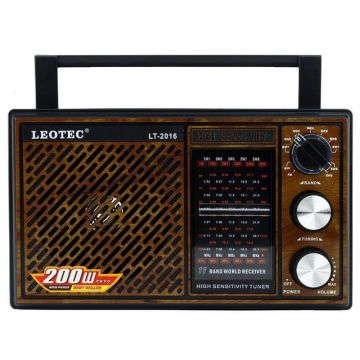 Radio Leotec FM/MW, 11 benzi, SW, difuzor 70 mm, antena telescopica, volum reglabil, design clasic, Maro/Negru