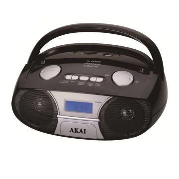 Radio portabil Bluetooth Akai, 3 W, player MP3, jack Aux-In, display LED, Negru
