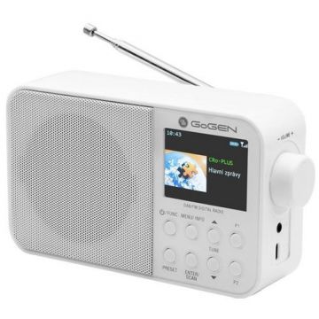 Radio portabil GoGEN DAB, 1 W, LCD , 2000 mAh, USB, Jack 3.5 mm, Memorie canale, FM, Tuner, Alb
