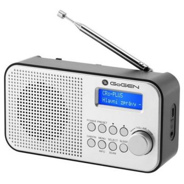 Radio portabil GoGEN DAB, 1 W, LCD , 2000 mAh, USB, Jack 3.5 mm, Memorie canale, FM, Tuner, Gri