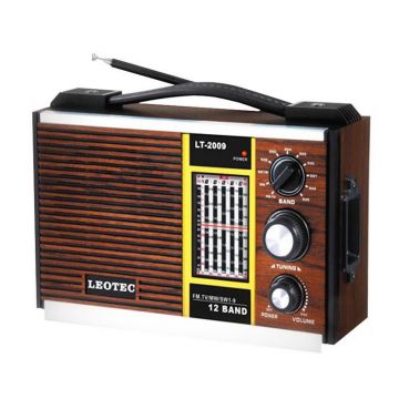 Radio portabil Leotec, 11 benzi, 200 W, indicator LED, antena telescopica rotativa, model retro, Maro