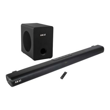 Soundbar Akai, 120 W, Bluetooth 5.0,difuzoare 2 inch, subwoofer Wireless 6.5 inch, carcasa PVC, AUX/USB, Negru