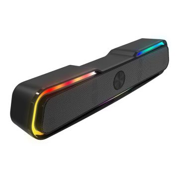 Soundbar i-JMB Gaming RGB, 10 W, baterie incorporata, card TF, Negru