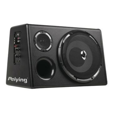 Subwoofer Peiying cu amplificare, 10 inch, 200 W, 86 dB, putere RMS 63 W