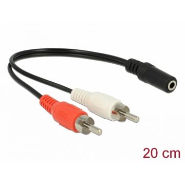 Adaptor audio jack stereo 3.5mm la 2 x RCA M-T 20cm, Delock 85806