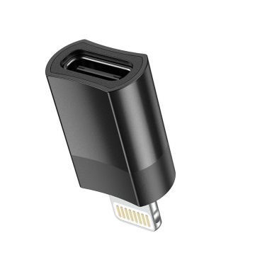 Adaptor Hoco UA17, mama USB-C la tata Lightning, 2A, Negru