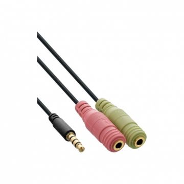 Adaptor stereo jack 3.5mm la 2 x jack 3.5mm pentru casca + microfon (CTIA) T-M 1m, InLine 99302J