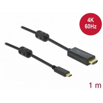 Cablu activ USB Type-C la HDMI (DP Alt Mode) 4K60Hz T-T 1m Negru, Delock 85969