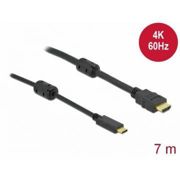 Cablu activ USB Type-C la HDMI (DP Alt Mode) 4K60Hz T-T 7m Negru, Delock 85973