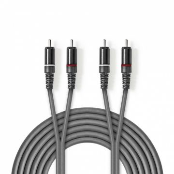 Cablu audio 2 x RCA la 2 x RCA T-T 5m, Nedis COTH24200GY50