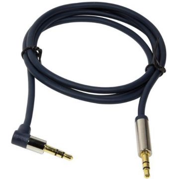 Cablu audio 3.5mm Logilink CA11100, 1m, conector 90 grade (Albastru)