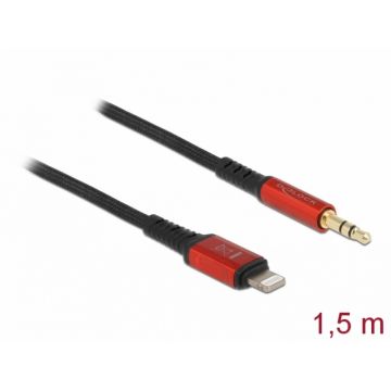 Cablu audio 8 pini Lightning MFI la jack stereo 3.5 mm 3 pini 1.5m, Delock 86587