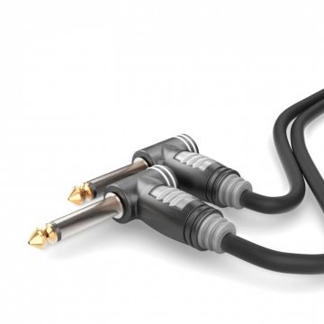 Cablu audio jack 6.35mm mono unghi 90 grade 1.5m T-T Negru, HBA-6A-0150