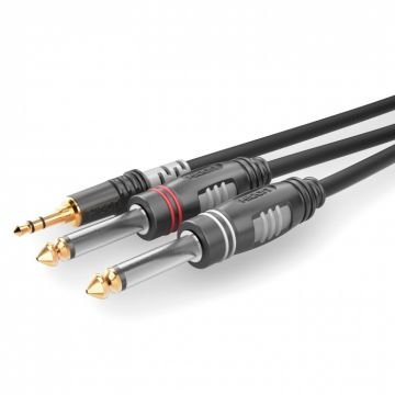 Cablu audio jack stereo 3.5mm la 2 x jack mono 6.35 T-T 1.5m, HBA-3S62-0150