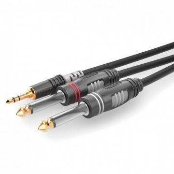 Cablu audio jack stereo 3.5mm la 2 x jack mono 6.35 T-T 3m, HBA-3S62-0300