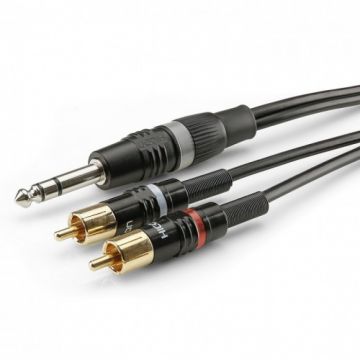 Cablu audio jack stereo 6.35mm la 2 x RCA T-T 3m, HBP-6SC2-0300