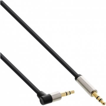 Cablu audio slim jack stereo 3.5mm drept/unghi 90 grade T-T 10m, InLine IL99220