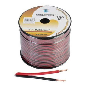 Cablu difuzor Cabletech, 0.35 mm, rola 100 m, negru/rosu