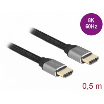 Cablu Ultra High Speed HDMI 48 Gbps 8K60Hz/4K240Hz 0.5m Gri Certificat, Delock 83994