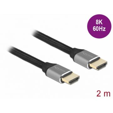 Cablu Ultra High Speed HDMI 48 Gbps 8K60Hz/4K240Hz 2m Gri Certificat, Delock 83996