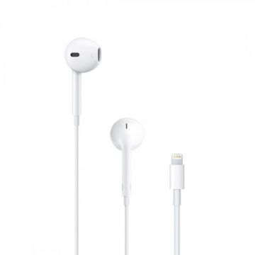 Casti Apple EarPods, Lightning, microfon incorporat, Alb