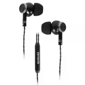 Casti Audio cu fir aiwa Stereo In-Ear cu Microfon, Buton Multifunctional, Conector 3.5mm Aurit, Incinta acustica Aluminiu