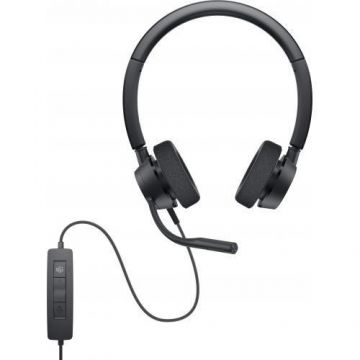 Casti Call Center DELL WH3022 Pro Stereo, Microfon, USB (Negru)