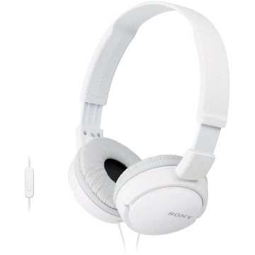 Casti On Ear Sony MDR-ZX110APW, Cu fir, Microfon, Alb