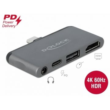 Docking station pentru iPad Pro USB-C la HDMI 4K@60Hz/USB-A/jack audio 3.5mm 4 pini, Delock 87751