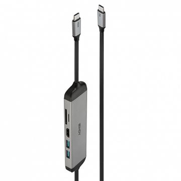 Docking station USB 3.2 Type C la HDMI 4K30Hz/2 x USB-A/Card reader PD 100W 1.4m, Lindy L43326