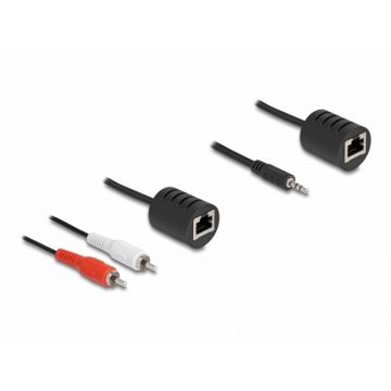 Extender audio cat.5e jack stereo 3.5mm la 2 x RCA T-T max. 50m , Delock 87859