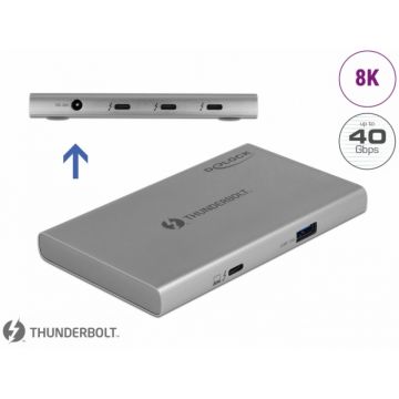 HUB Thunderbolt 4 (Type C) la 3 x Thunderbolt 4 + 1 x USB 3.2-A Gen2, Delock 64157