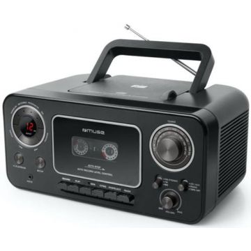 Micro Sistem Audio Portabil Muse M-182 RDC MSE00064, CD-Player, Radio, Player Casete audio si Recorder, AUX-in (Negru)