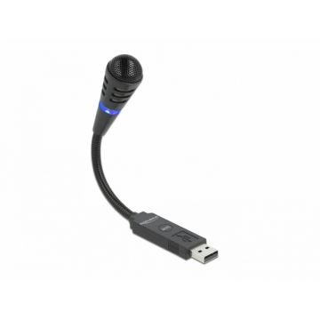 Microfon USB flexibil cu buton Mute, Delock 66499