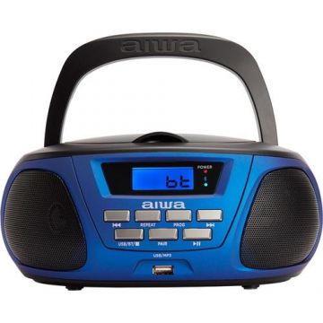 Microsistem Audio Aiwa BBTU-300BL, Bluetooth, CD, Radio, Negru/Albastru