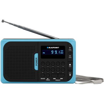Radio portabil Blaupunkt, PR5BL, MicroSD/USB/MP3, Afisaj LCD, AAA, Negru/Albastru
