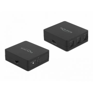 Switch S/PDIF Toslink 3 porturi cu alimentare USB, Delock 63397