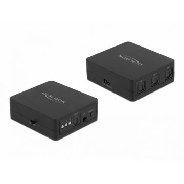 Switch S/PDIF Toslink 3 porturi cu telecomanda si alimentare USB, Delock 63395