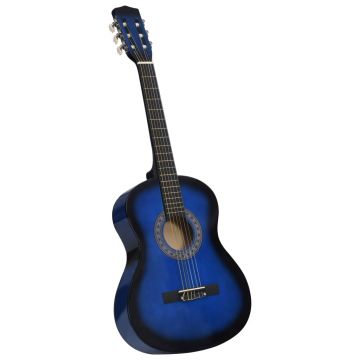 vidaXL Chitară clasică pentru începători, cu husă, albastru, 3/4 36