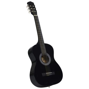 vidaXL Chitară clasică pentru începători, cu husă, negru, 3/4 36